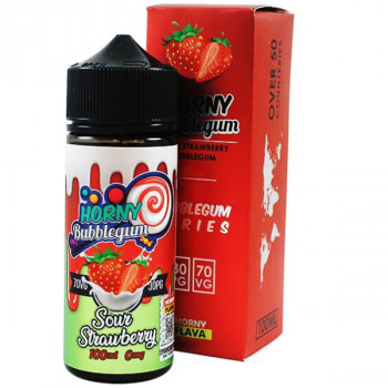 Sour Strawberry (100ml) Plus e Liquid by Horny Flava Bubblegum Series