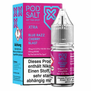 Blue Razz Cherry Blast NicSalt Liquid by Pod Salt Xtra 10ml / 10mg