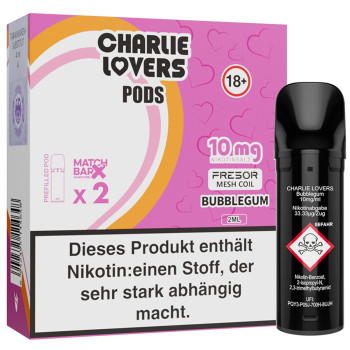 Charlie Lovers – Bubblegum – Prefilled Pod 2er Pack 2ml 10mg