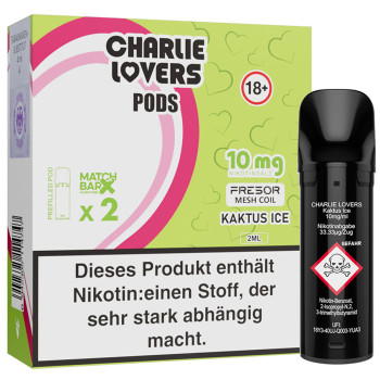 Charlie Lovers – Kaktus Ice – Prefilled Pod 2er Pack 2ml 10mg