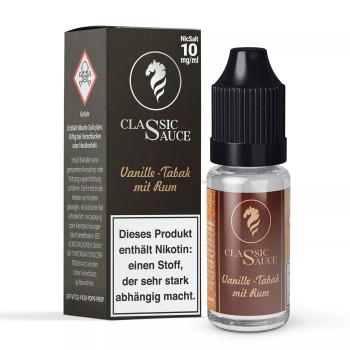 Vanille Tabak mit Rum NicSalt Liquid by Classic Dampf 10ml / 10mg