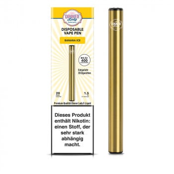 Dinner Lady E-Zigarette 400 Züge 350mAh 20mg NicSalt Disposable Vape Pen Banana ICE