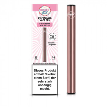 Dinner Lady E-Zigarette 400 Züge 350mAh 20mg NicSalt Disposable Vape Pen Strawberry Macaroon