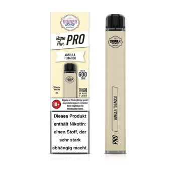 Dinner Lady Vape Pen Pro E-Zigarette 20mg 600 Züge 500mAh NicSalt Vanilla Tobacco
