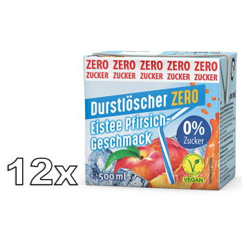 Durstlöscher Eistee Pfirsich Zero Erfrischungsgetränk 12x500ml