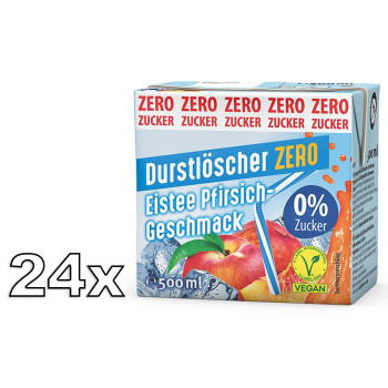 Durstlöscher Eistee Pfirsich Zero Erfrischungsgetränk 24x500ml