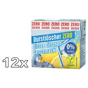 Durstlöscher Eistee Zitrone Zero Erfrischungsgetränk 12x500ml