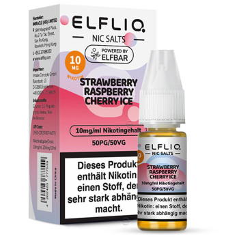 ELFLIQ – Strawberry Raspberry Cherry Ice NicSalt Liquid 10ml / 10mg