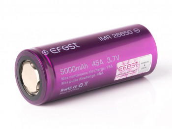 Efest IMR 26650 5000mAh/3,7V/45A/Flat Top/Ungeschützt/ Li-Ionen Akku Efest IMR 26650 5000mAh/3,7V/45A/Flat Top/Ungeschützt/ Li-Ionen Akku