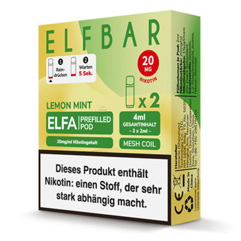 ElfBar ELFA – Lemon Mint – Prefilled Pod 2er Pack 2ml 20mg