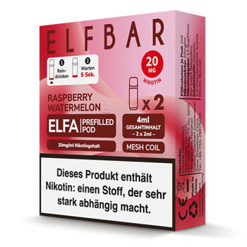 ElfBar ELFA – Raspberry Watermelon – Prefilled Pod 2er Pack 2ml 20mg