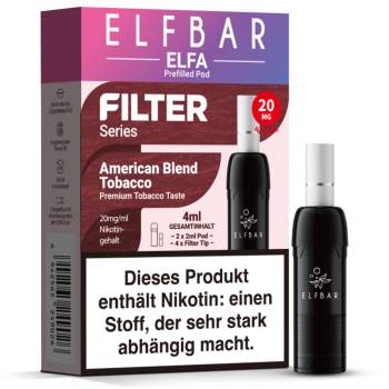 Elfbar ELFA Filter Series – American Blend Tobacco – Prefilled Pod 2er Pack Elfbar ELFA Filter Series – American Blend Tobacco – Prefilled Pod 2er Pack