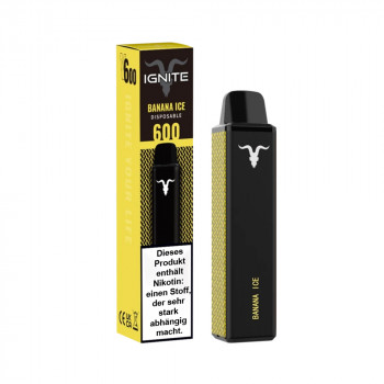 Ignite V600 Vape Pen E-Zigarette 600 Züge 400mAh NicSalt Banana ICE