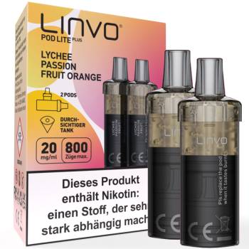 Linvo Pod Lite Plus – Lychee Passion Fruit Orange – Prefilled Pod 2er Pack 2ml 20mg