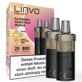 Linvo Pod Lite Plus - Raspberry Grapefruit Orange - Prefilled Pods 2er Pack - 2ml 20mg NicSalt