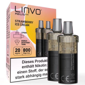 Linvo Pod Lite Plus - Strawberry Ice Cream - Prefilled Pods 2er Pack - 2ml 20mg NicSalt