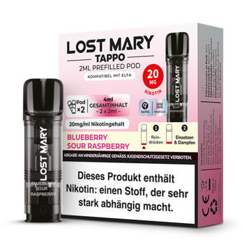 Lost Mary Tappo - Blueberry Sour Raspberry -  Prefilled Pods 2er Pack - 2ml 20mg NicSalt