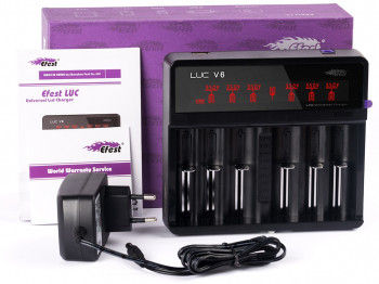 Efest LUC V6 Ladegerät für 3,6V -3,7V Li-Ionen Akkus mit HD LCD Anzeige