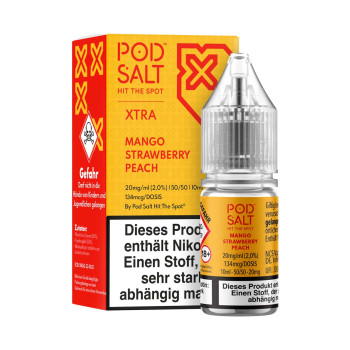 Mango Strawberry Peach NicSalt Liquid by Pod Salt Xtra 10ml / 20mg