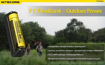 Nitecore F1 FlexBank Outdor-Ladegerät für Li-Ionen Akkus