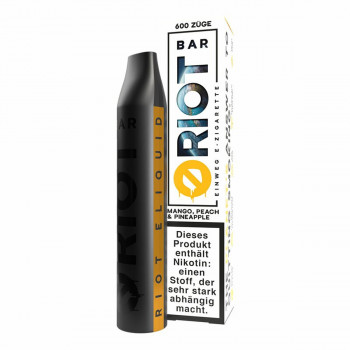 Riot Bar E-Zigarette 600 Züge 500mAh NicSalt Mango, Peach & Pineapple