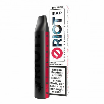 Riot Bar E-Zigarette 600 Züge 500mAh NicSalt Sweet Strawberry