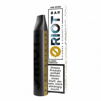 Riot Bar E-Zigarette 600 Züge 500mAh NicSalt Classic Tobacco