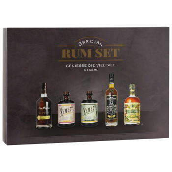 Rum Tasting Set Special 5 x 50ml: Dos Maderas 5+5, Remedy Pineapple, Don Papa Baroko, Centenario 12 Gran Legado und Remedy Elixir 38,8 Vol. 250ml