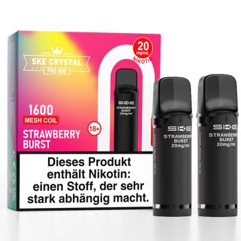 SKE Crystal Pro 800 – Strawberry Burst – Prefilled Pod 2er Pack