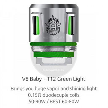 Smok TFV8 Baby Beast Cores Coils (Q2/X4/T6/T8) 5er Pack V8 Baby-T12 Green Light