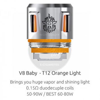 Smok TFV8 Baby Beast Cores Coils (Q2/X4/T6/T8) 5er Pack V8 Baby-T12 Orange Light