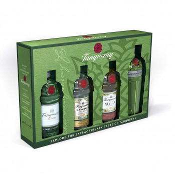 Tanqueray Exploration Pack mit Tanqueray London Dry Gin, Tanqueray No. Ten, Tanqueray Flor de Sevilla und Tanqueray Rangpur Gin 200ml