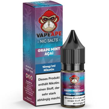 VapeApe Grape Mint Acai NicSalt Liquid 10ml / 10mg