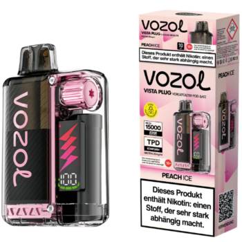 Vozol Vista Plug 15000 Prefilled Pod Kit – Peach Ice