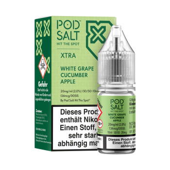 White Grape Cucumber Apple NicSalt Liquid by Pod Salt Xtra 10ml / 20mg