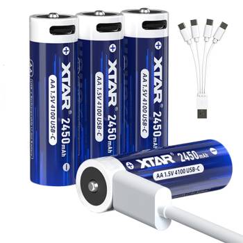 XTAR AA 1.5V 2450mAh Li-Ion Akku USB Typ-C 4er Pack