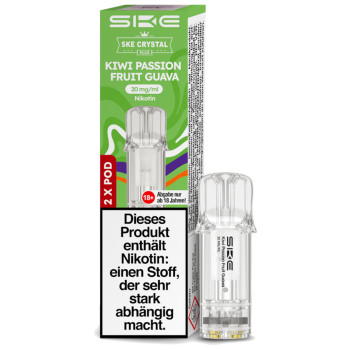 SKE Crystal Plus – Kiwi Passion Fruit Guava – Prefilled Pod 2er Pack – 2ml 20mg NicSalt