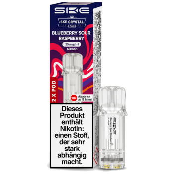 SKE Crystal Plus – Blueberry Sour Raspberry – Prefilled Pod 2er Pack – 2ml 20mg NicSalt