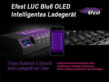Efest LUC BLU6 OLED Intelligente Ladegerät für Li-Ion Akkus IOS & Android App