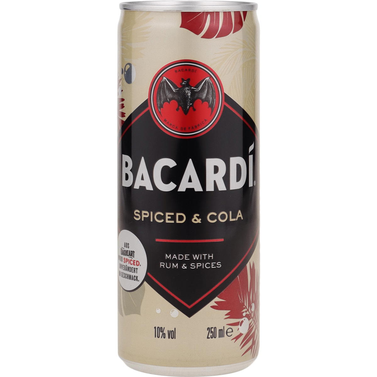 Produktbild Bacardi Spiced & Cola Mixgetränk 10% Vol. Produktbild Bacardi Spiced & Cola Mixgetränk 10% Vol.