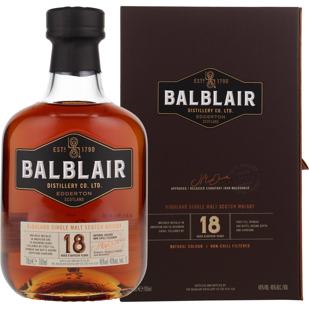 Produktbild Balblair 18 Jahre Single Malt Scotch Whisky 46% Vol. 700ml