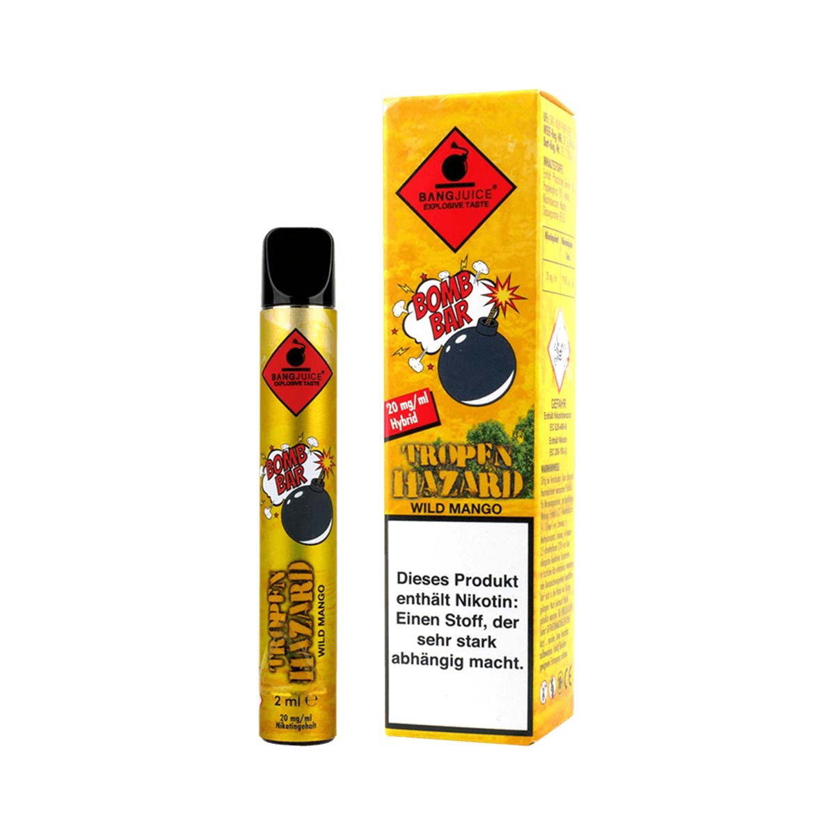 Produktbild BangJuice Bomb Bar E-Zigarette 20mg 500 Züge 400mAh NicSalt Wild Mango