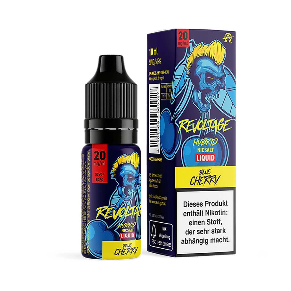 Produktbild Blue Cherry 10ml Hybrid NicSalt Liquid by Revoltage 20mg