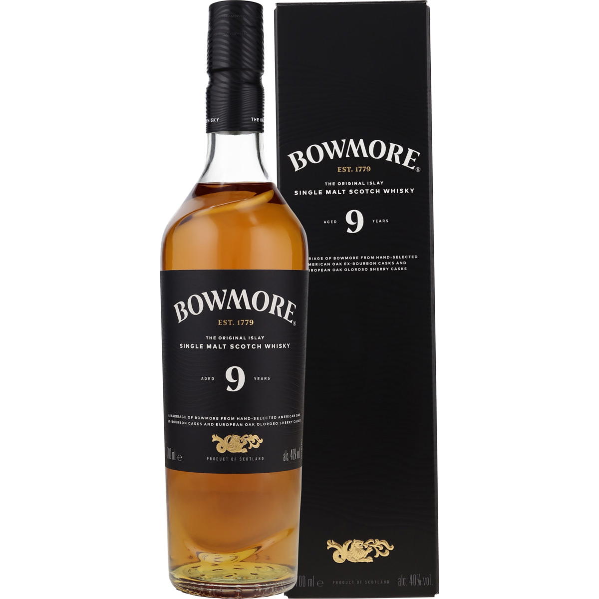 Produktbild Bowmore 9 Jahre Single Malt Scotch Whisky 40% Vol. 700ml Produktbild Bowmore 9 Jahre Single Malt Scotch Whisky 40% Vol. 700ml