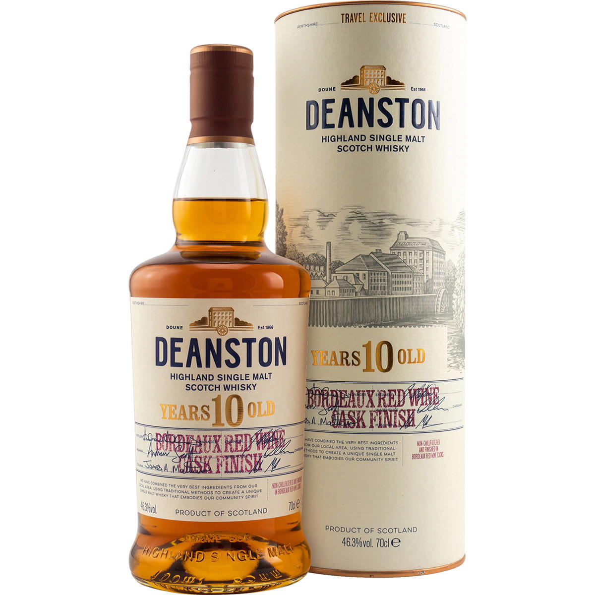Produktbild Deanston 10 Jahre Bordeaux Red Wine Cask Finish Single Malt Scotch Whisky 46,3% Vol. 700ml