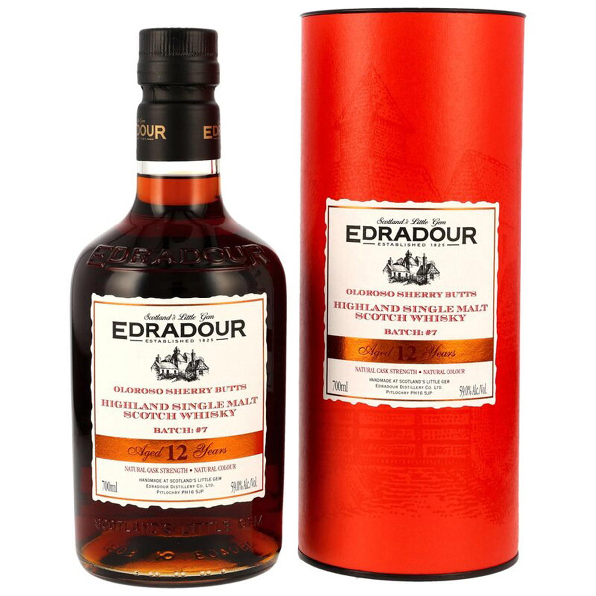 Produktbild Edradour 12 Jahre 2013/2025 Oloroso Sherry Butts Batch No. 7 Single Malt Scotch Whisky 59% Vol. 700ml