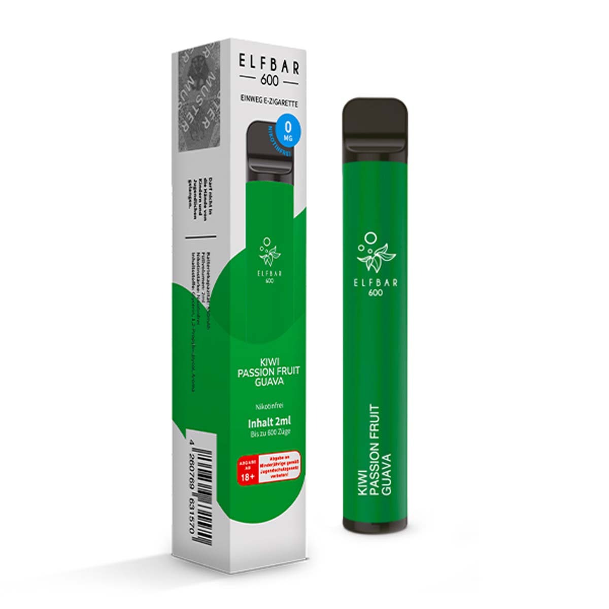 Produktbild Elf Bar 600 E-Zigarette 600 Züge 550mAh Kiwi Passion Fruit Guava