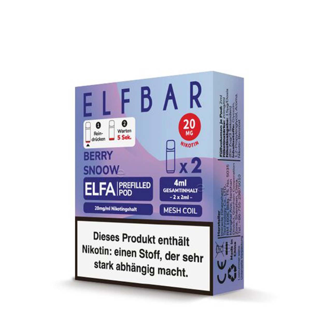 Produktbild ElfBar ELFA - Blueberry Snow -  Prefilled Pods 2er Pack - 2ml 20mg NicSalt