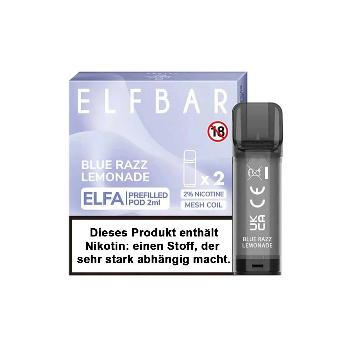 Produktbild ElfBar ELFA - Blue Razz Lemonade -  Prefilled Pods 2er Pack - 2ml 20mg NicSalt
