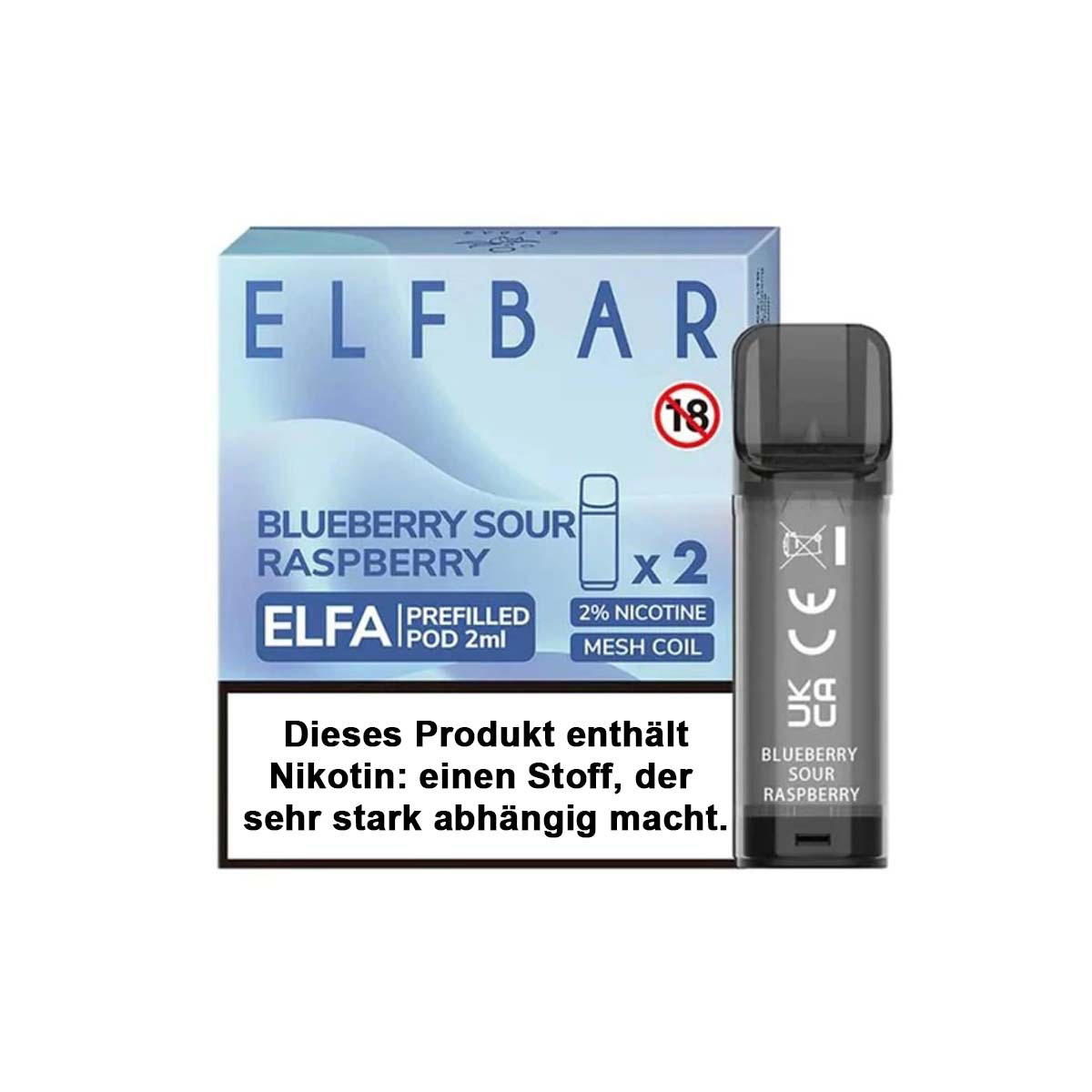 Produktbild ElfBar ELFA - Blueberry Sour Raspberry -  Prefilled Pods 2er Pack - 2ml 20mg NicSalt